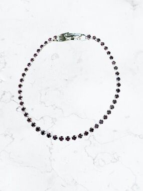 Silver Tennis Bracelet with Purple Crystals